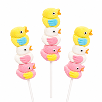 En gros, guirlande de guimauves personnalisées, bonbons halal en sachet, en forme de canard jaune, doux, fruités, sur brochettes