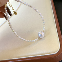 Duo de perles contrastées: 3mm Seed & 9-11mm Edison Collier Bracelet Rond Satin-Lustre Valeur Chef-d 'œuvre Ensemble de bijoux minimaliste