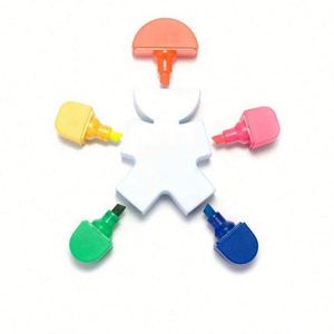 Eco Friendly Children 5 in 1 Personalized Human Shape Highlighter Fashion Color <b>Marker</b> <b>Pen</b> Low Price - Product Image 2