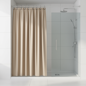 Homeera Shower Curtain Hooks 4x2x15.5cm Beige PS Material Durable Modern Minimalist Design Bathroom Accessories - Product Image 2