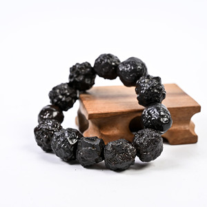 Bracciale in Pietra Grezza Naturale Egiziana Carbonado Prophesy Stone, Gioielli Curativi Spirituali con Perle di Cristallo Grezzo, Fornitura all'Ingrosso - Product Image 3