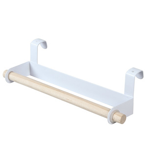 Porte-serviettes pour porte d'armoire de cuisine, sans perçage, support de rangement sans trace pour cuisine et salle de bain, blanc et noir - Product Image 5