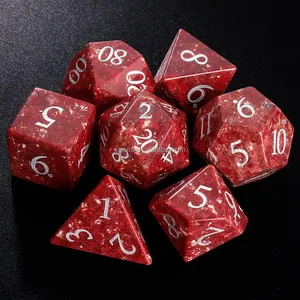 Dragon Blood Crystal DND Dice Set For TTRPG Dungeons And Dragons Handmade D D Dice Set Gemstone Handcrafted Polyhedron Dice