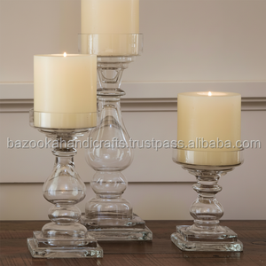 Soporte de pilar de vela, de cristal, pieza central - Product Image 1