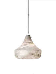 Lustre de restaurant ZELIE, design de luxe, importé d'Espagne, en albâtre, lampe de table ronde pour villa, hôtel, salon, chambre à coucher - Product Image 5