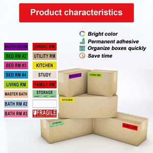 24 gulungan label bergerak rumah stiker perekat pengodean warna untuk kotak stiker kemasan rapuh untuk supermarket - Product Image 2