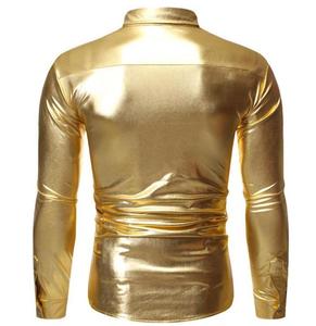 Camicie firmate con lustrini e paillettes da uomo nuova camicia da discoteca lucida a manica lunga Costume da ballo da Nightclub - Product Image 2