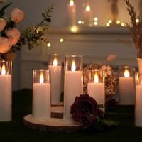 Vente en gros de bougies LED en verre scintillantes bougie LED sans flamme à batterie pour la décoration de mariage romantique