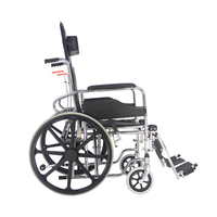 Fauteuil roulant manuel en acier, pliable et inclinable pour personnes handicapées