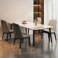 Ensemble table et chaises en dalles de pierre, design minimaliste moderne, résistant aux hautes températures, mobilier rectangulaire pour la maison, idéal pour les petits espaces