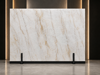 Dalle de quartzite Cristallo Gold pour panneau rétroéclairé à veines cristallines, comptoir flottant, bar, table à manger, surface sur mesure