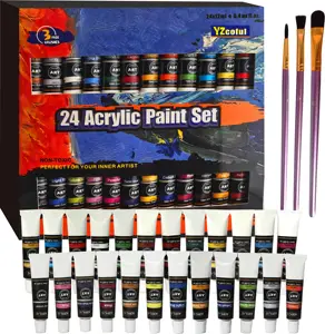 Art Supplies Wholesale 24 Colors Acrylic Paint Set For Art And Craft Kits
