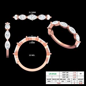 Bague de mariage luxueuse en diamant taille marquise en or rose 18 carats pour femme, élégant bijou de mariée, cadeau - Product Image 2