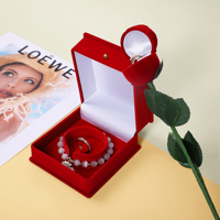 Emballage cadeau de bijoux de luxe personnalisé, boîte à bijoux en cuir PU floqué rouge