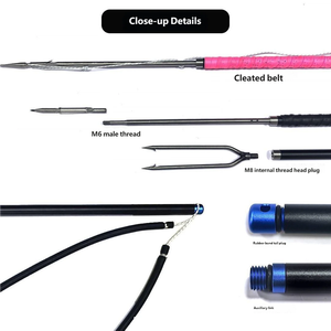Vente en gros de lance de pêche à main en alliage d'aluminium de 2,1 m avec bande de caoutchouc antidérapante, 3 sections, tête à fourches, outil de pêche, lance de chasse - Product Image 4
