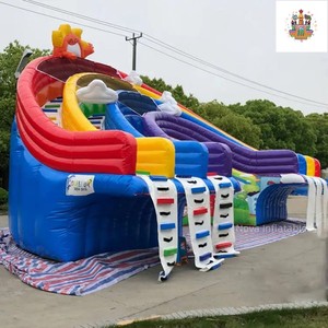 大型湾曲ダブルスライド障害物コースインフレータブル城プレミアム品質遊び場スライド工場販売 - Product Image 3