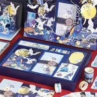 Chine ensemble de papeterie Vintage cadeau Bo Illustration cahier feuille d'or Washi ruban règle autocollant collant bloc-notes couleur