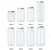Bouteilles en plastique PET transparentes de 250 ml, 350 ml, 400 ml, 500 ml, 650 ml, 700 ml, contenants pour aliments et boissons, avec couvercle en aluminium
