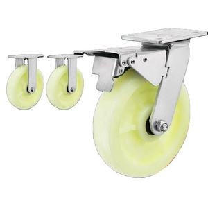 Ruedas de Nylon Blancas Ligeras de 3/4/5 Pulgadas, Silenciosas, Resistentes al Desgaste, con Freno Universal, para Carritos, EFON EF5014, 1 Año de Garantía - Product Image 1