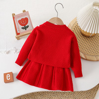 Titel Schattige gebreide trui en rokset voor peutermeisjes, 3D konijnenpop decoratie, lente-herfstkleding