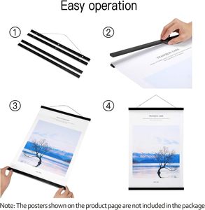 Cadre de cintre magnétique Yukmin <span class=keywords><strong>en</strong></span> bois de teck pour affiches, impressions, photos, photos, cartes, rouleaux et œuvres d'art sur toile - Product Image 5