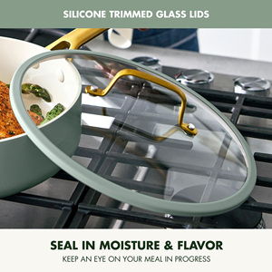 Juego de Utensilios de Cocina de Cerámica Antiadherente Moderno y Ecológico de 10 Piezas, Asas de Acero Inoxidable, Sartenes de Doble Fondo, Resistentes al Calor, Aptos para Lavavajillas - Product Image 6