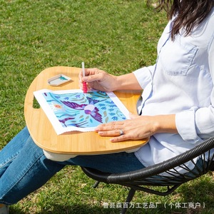 Support d'ordinateur portable portable en bois massif, couleur naturelle, pour utilisation sur table - Product Image 1