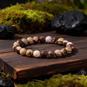 Bracelet en pierre de zèbre marron rond rétro artistique exotique en gros, Yiwu - Product Image 4