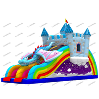 Château Gonflable Commercial Dragon Volant avec Toboggan, Château Gonflable Rebondissant, Château Gonflable Moonwalk, Parcours d'Obstacles Gonflable avec Toboggan