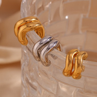 Pendientes simples de moda explosiva de diseño, chapado en acero inoxidable, fundición de oro de 18 quilates, Clip de oreja de corte grueso en forma de C