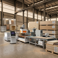 Máquina CNC de grabado y fresado de madera de 3 ejes HMI 1530, línea de producción de carpintería, router CNC ATC con sistema de carga automática y motor