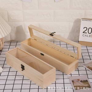 Caja de almacenamiento de madera rectangular sin tapa para joyas, dulces, plantas suculentas, con cubierta acrílica, diseño personalizado disponible. - Product Image 1