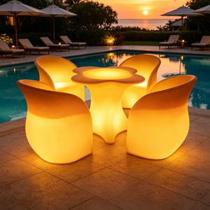 Mesas de <span class=keywords><strong>Bar</strong></span> Luminosas Modernas con Luces LED, Sillas con Diseño de Flor de Ciruelo, Resistentes al Agua IP65, Aptas para Hoteles, Restaurantes, Terrazas y Bares - Product Image 2