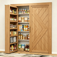 Pintu Pantry Hitam Doff Kapasitas Besar dengan Rak Penyimpanan Multi Lapis untuk Pintu Tersembunyi Makanan Dapur