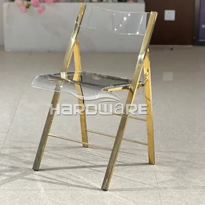 Свадебный акриловый складной стул из прозрачного пластика с рамкой из нержавеющей стали