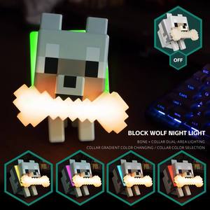Veilleuse <span class=keywords><strong>Minecraft</strong></span> en forme de loup, dégradé RGB, lampe chien loup domestique pour la décoration de chambre d'enfant, veilleuse LED écologique - Product Image 5
