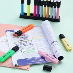 Square Barrel Highlighter Marker Pen Set: Classic Style Collection with 12 Essential Colors