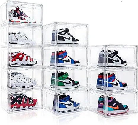 Acryl-Schuh ablage box-Faltbarer Schuhkarton-Platzsparende Schuh vitrine-Aufbewahrung behälter für Kunststoffs ammlung mit Deckel