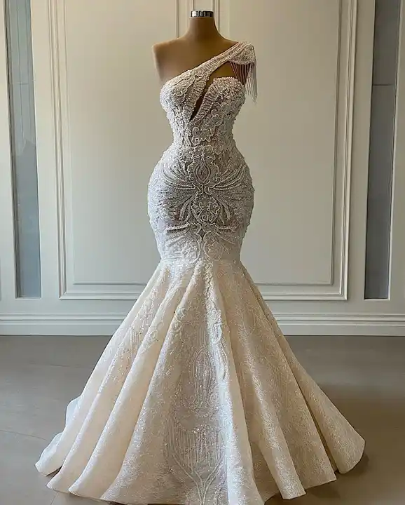 Luxury Mermaid Evening Dresses For Women Party Wear Beading Aso Ebi Wedding Reception  Dress African Mermaid Prom Gowns