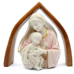陶瓷圣母玛利亚和神圣收藏13 "宗教圣母玛利亚和儿童婴儿雕像，祝福的母亲