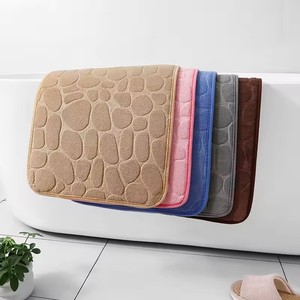 Pebble Embossed Coral Velvet Bathroom Non Slip Mat Household Quick <b>Drying</b> <b>Small</b> Carpet <b>Machine</b> Washable Home Floor Rugs - Product Image 3