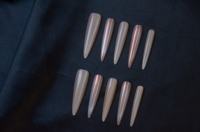 Faux ongles en ABS, forme amande longue et pointue, style à presser
