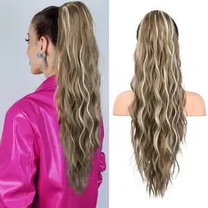 Qsy 28Inch Tổng Hợp Dây Kéo Tổng Hợp Ponytail Mở Rộng Dây Kéo Ponytail Phần Mở Rộng Tóc