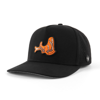 Casquette de baseball trucker sportive personnalisée à visière incurvée, perforée au laser, 5 panneaux, 100 % polyester, imperméable, avec patch PVC