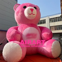 Usine de gonflables Airart, ours en peluche rose gonflable personnalisé OEM