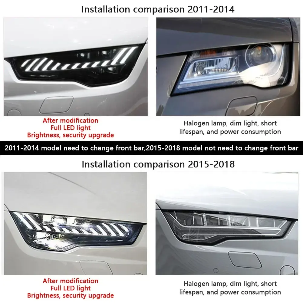 High quality LED headlights for Audi A7 2011-2018 upgrade RS7  new version  plug and play