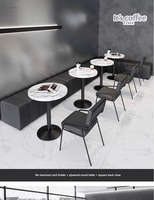 Ensemble table à manger et chaises en cuir noir doux pour café et thé au lait Meubles de restaurant en bois