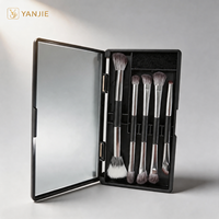 YANJIE – Nouvel ensemble de pinceaux de maquillage portables à double embout avec étui miroir et pinceaux doux pour estomper les fards à paupières, idéal pour les voyages (vente en gros)