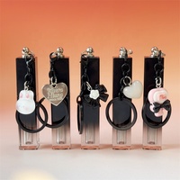 Tube vide 3 ml, gloss à lèvres transparent à la fraise avec porte-clés, flacons d'huile à lèvres, maquillage, gloss à lèvres mignon, blanc, noir, rose, contenant carré