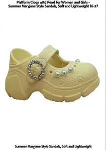 Zoccoli con Piattaforma e Perle Stile Mary Jane, Sandali Estivi Morbidi e Leggeri, Taglia 23 per Donne e Ragazze - Product Image 1